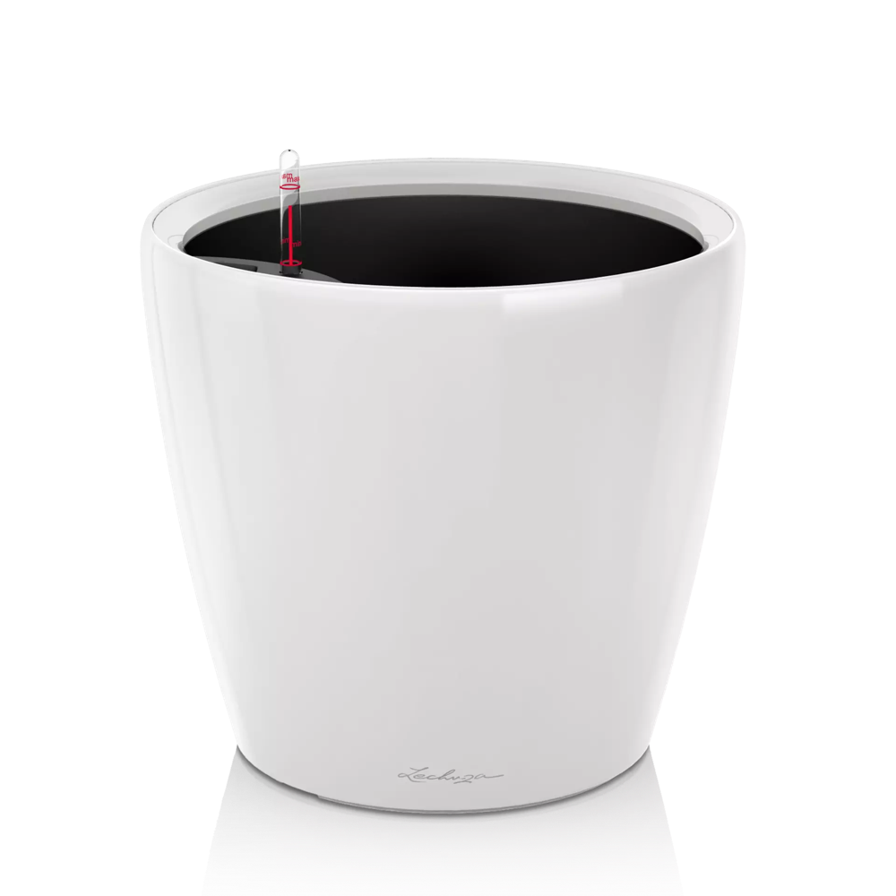 LECHUZA SELF WATERING CLASSICO PREMIUM 28 LS WHITE PLANTER for 8IN. PLANT