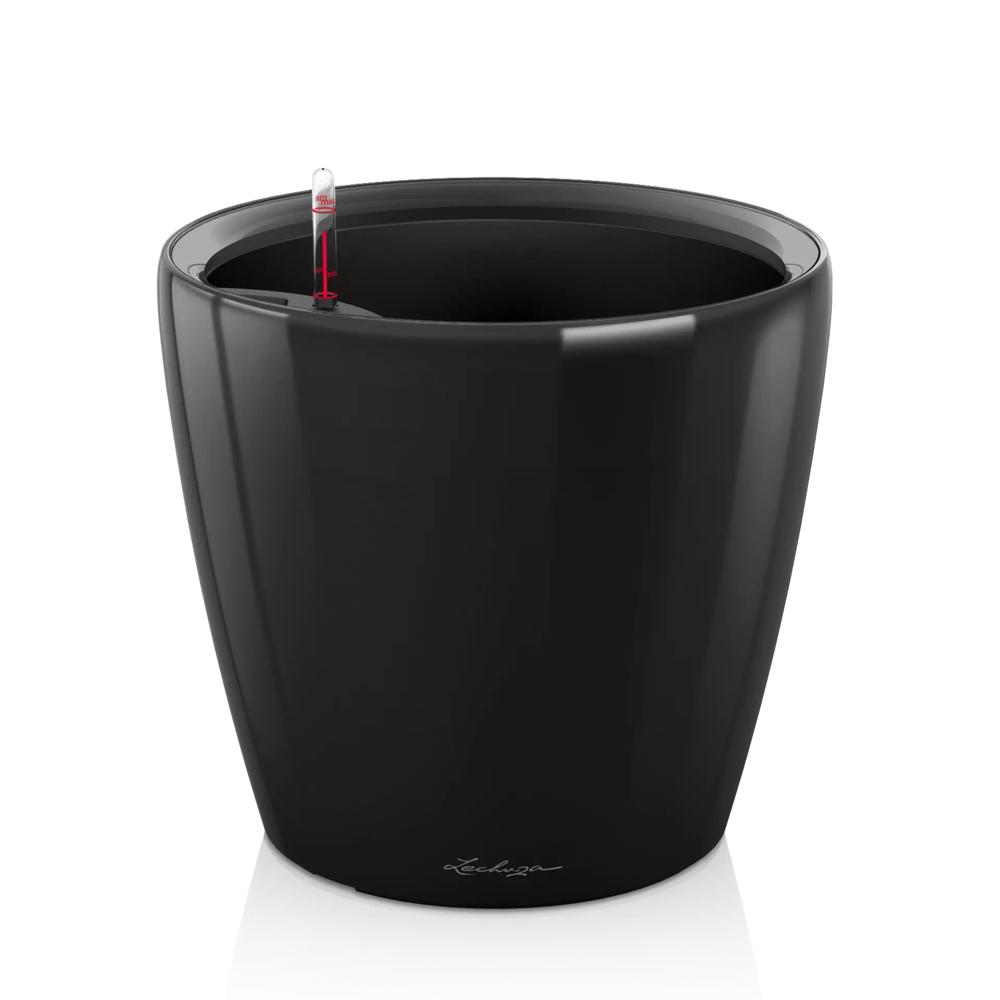 LECHUZA SELF WATERING CLASSICO PREMIUM 35 LS BLACK PLANTER for 10IN. Plant