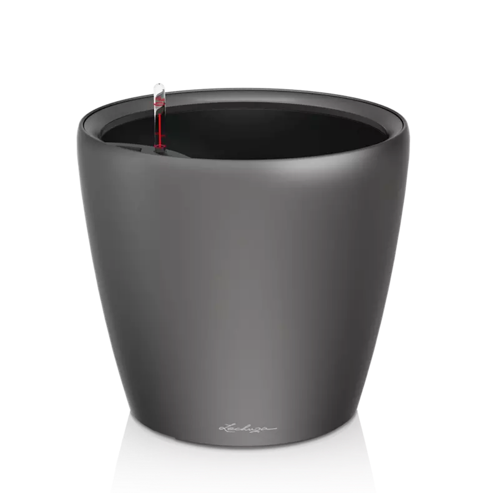 LECHUZA SELF WATERING CLASSICO PREMIUM CHARCOAL METALLIC 50LS PLANTER